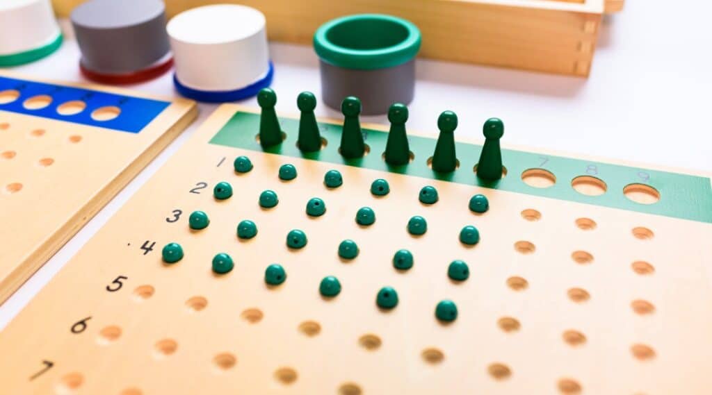 A picture of the beautiful racks and tubes Montessori.