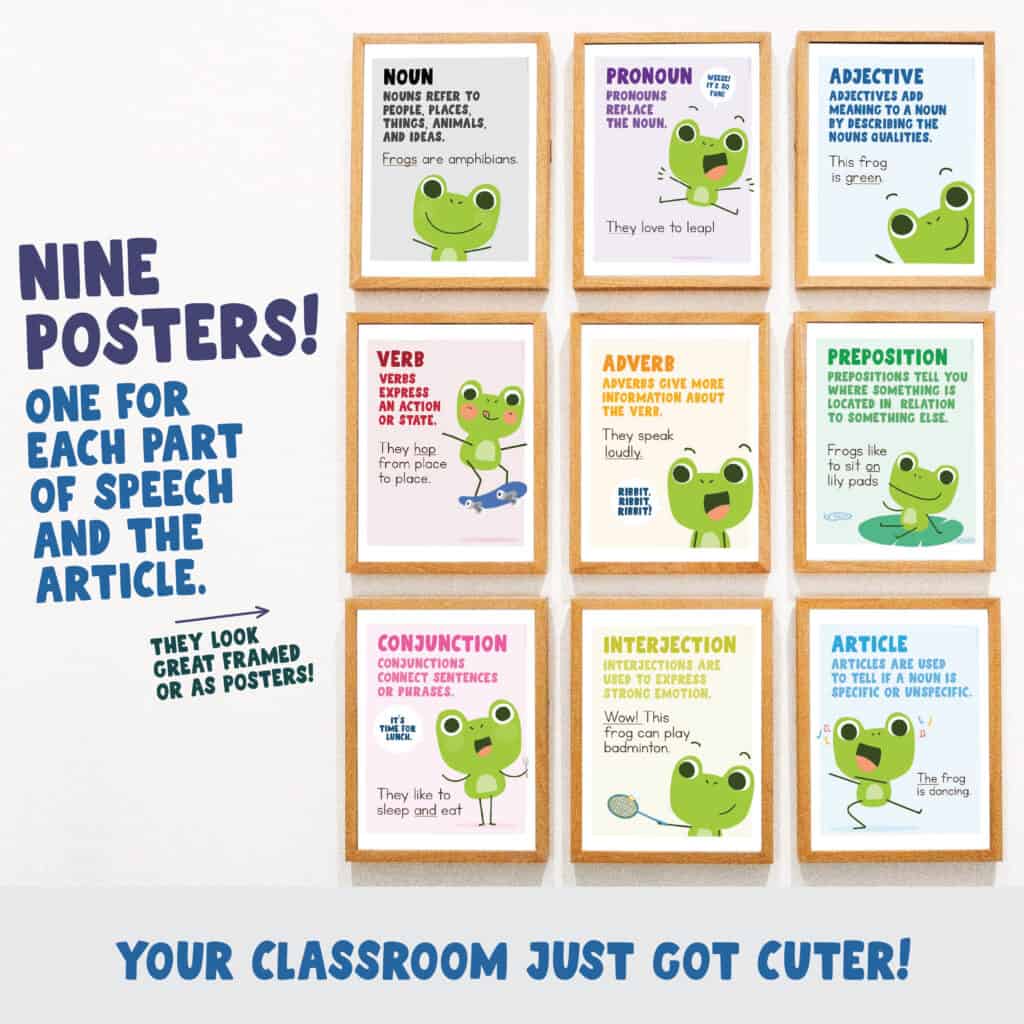 Advertisement for our parts of speech posters for kids