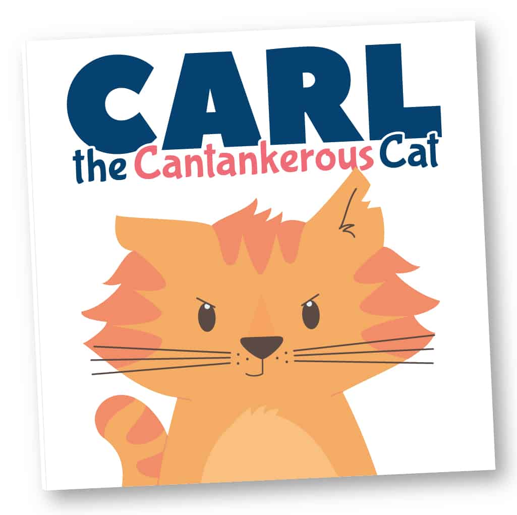 The book cover of our book Carl the Cantankerous Cat.