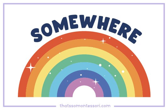 This easy Rebus puzzles with answers shared at the end of the article makes me want to sing! Pictured is a digital illustration of a rainbow with the word 'somewhere' on top of the rainbow.