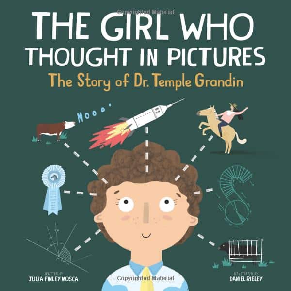 An image of the cover of The Girl Who Thought in Pictures, a wonderful picture book for 5th graders.