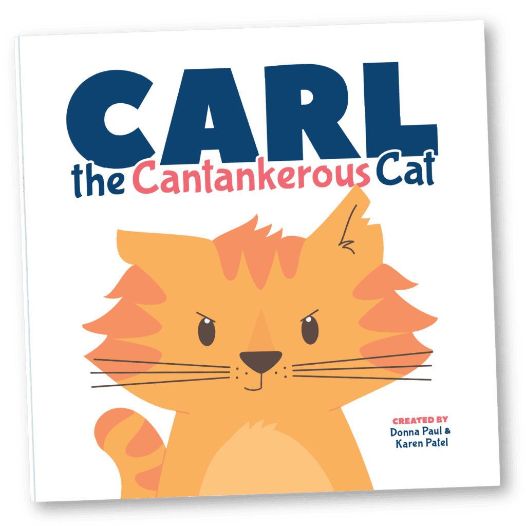 An image of the cover of Carl the Cantankerous Cat, an excellent picture book for 5th graders. It's also a great spring break activity for kids.