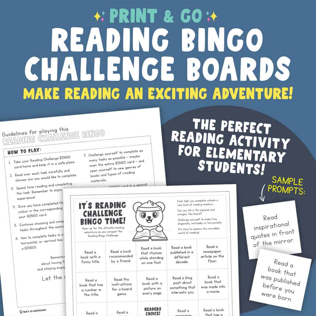 An image of our Reading BINGO activity which is basically a scavenger hunt.