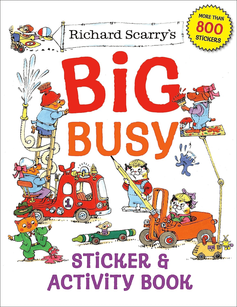 An image of the cover of the activity book Big Busy Sticker & Activity Book. 