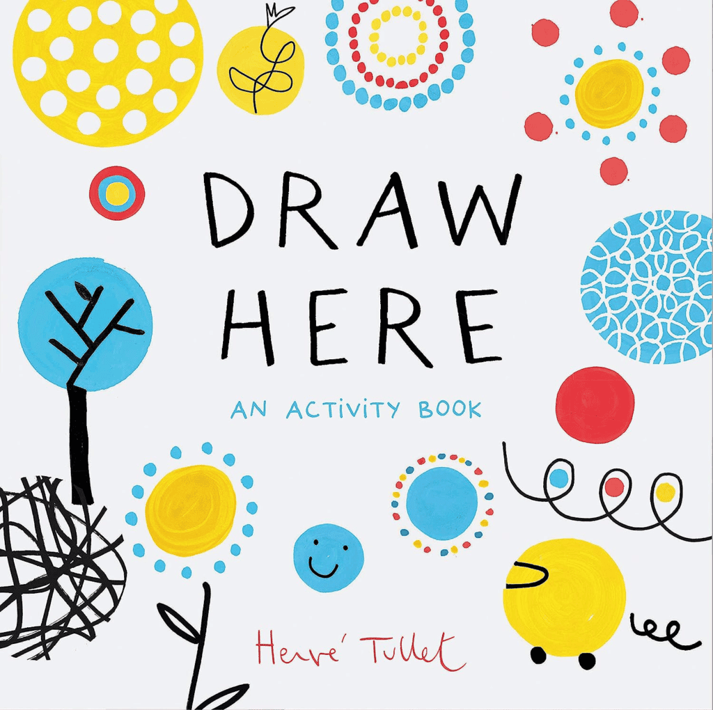 An image of the cover of the activity book Draw Here An Activity Book.