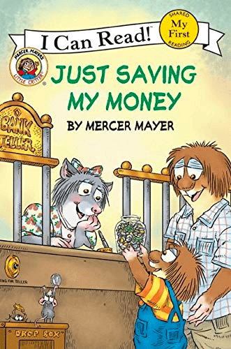 An image of the cover of Just Saving Money, one of the money books for kids that we love!
