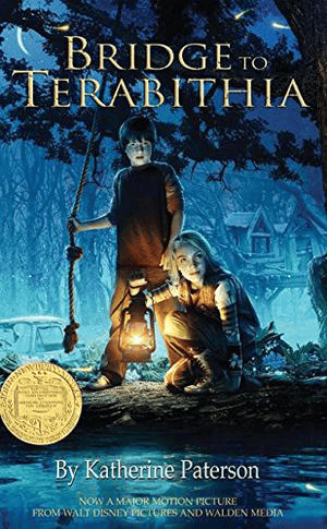 An image of the book cover for A Bridge to Terabithia, which is a great book to read and watch the movie afterward. The perfect summer reading activity for elementary kids.