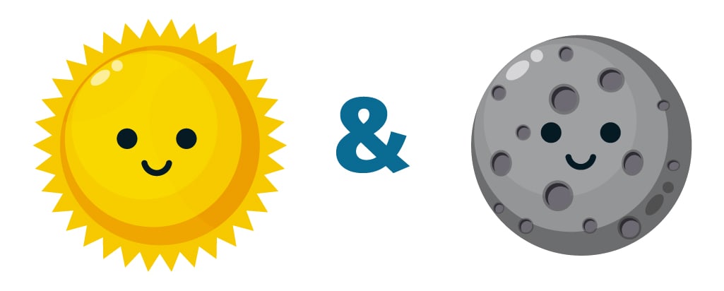 An ampersand can also be used to represent 'and' in rebus puzzles. This picture riddle shows a sun, an ampersand, and a moon. Can you figure out the answer?