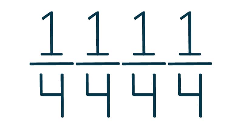 This rebus puzzle for adults shows the fraction 1/4 written four times, and really close together. So many great clues in this puzzle!