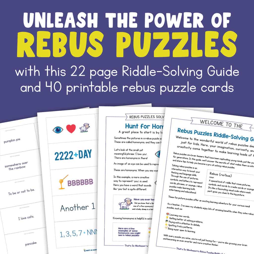 A thumbnail from our product titled Printable Rebus Puzzle Guide & Cards | Language Resource | Brain Teasers