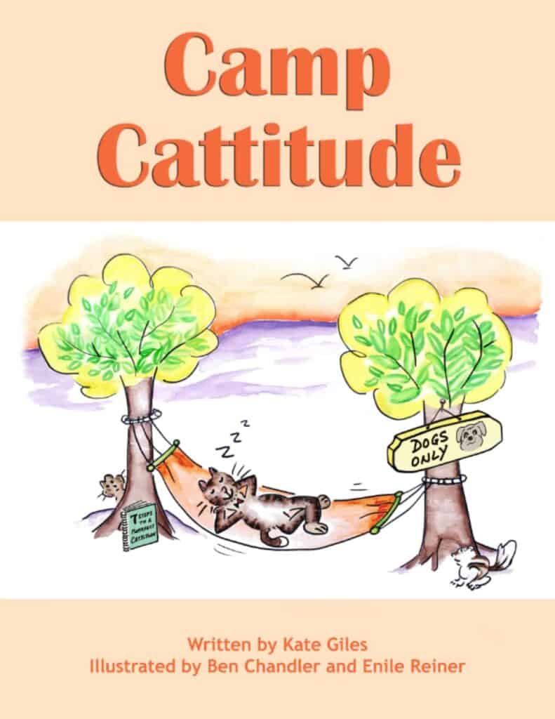 A picture of the cover of 'Camp Cattitude' which is one of the great cat books for kids.