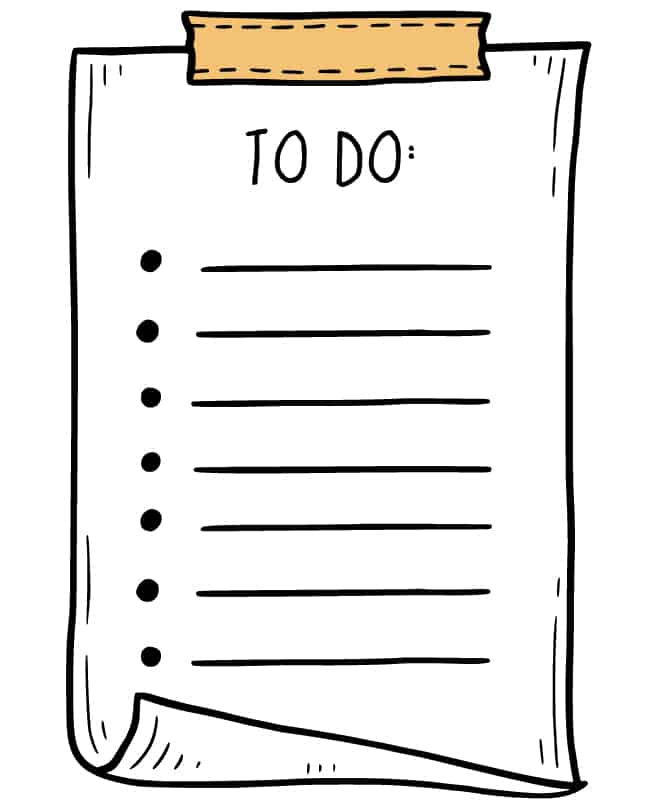 An illustration of a sheet of paper taped to the wall with the words 'To Do'
