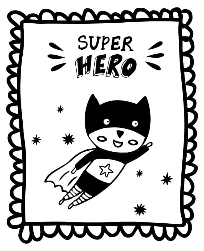 An illustration of a cat in a superhero costume on a playing card. This is a cute creation for a book report.
