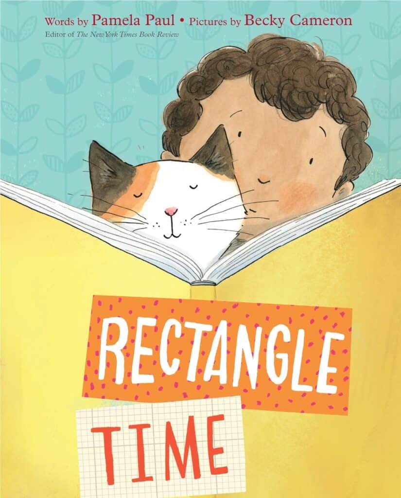 A picture of the cover of 'Rectangle Time' which is one of the great cat books for kids.