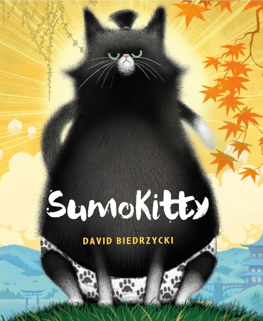 A picture of the cover of 'SumoKitty' which is one of the great cat books for kids.
