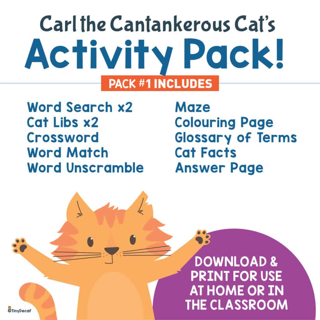 An add for our Carl the Cantankerous Cat eBook and Activity Pack.
