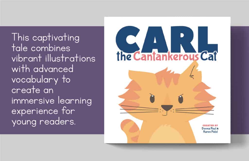 An image of the cover of one of the best picture books to teach vocabulary, Carl the Cantankerous Cat.