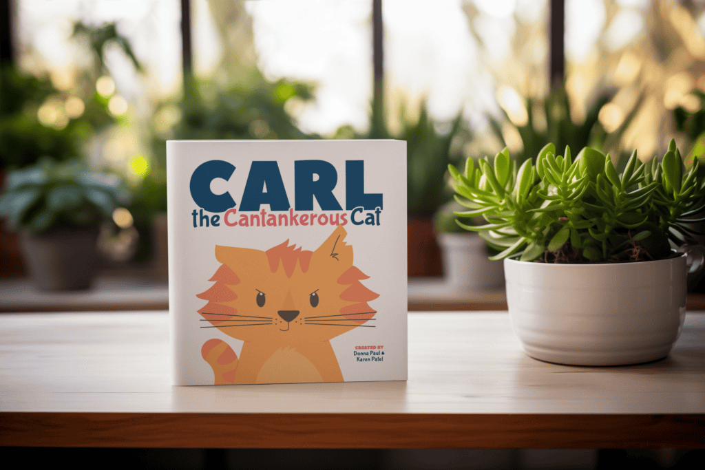 The cover of Carl the Cantankerous Cat which is one of the best picture books to teach vocabulary.