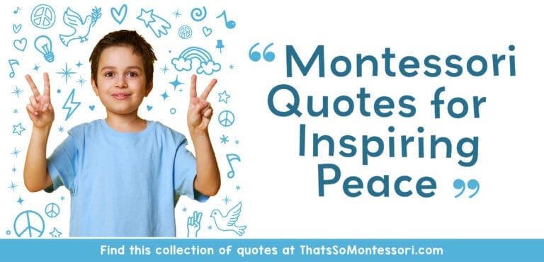 Title page for blog about Montessori peace quotes.