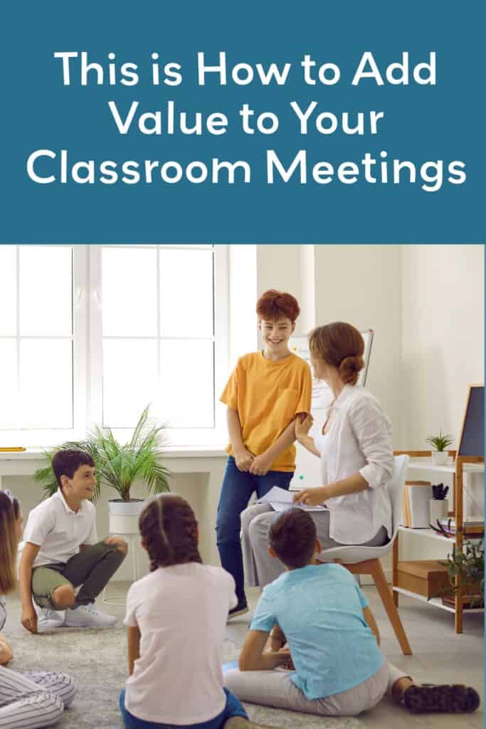 A Pinterest promo for this blog about classroom meetings.