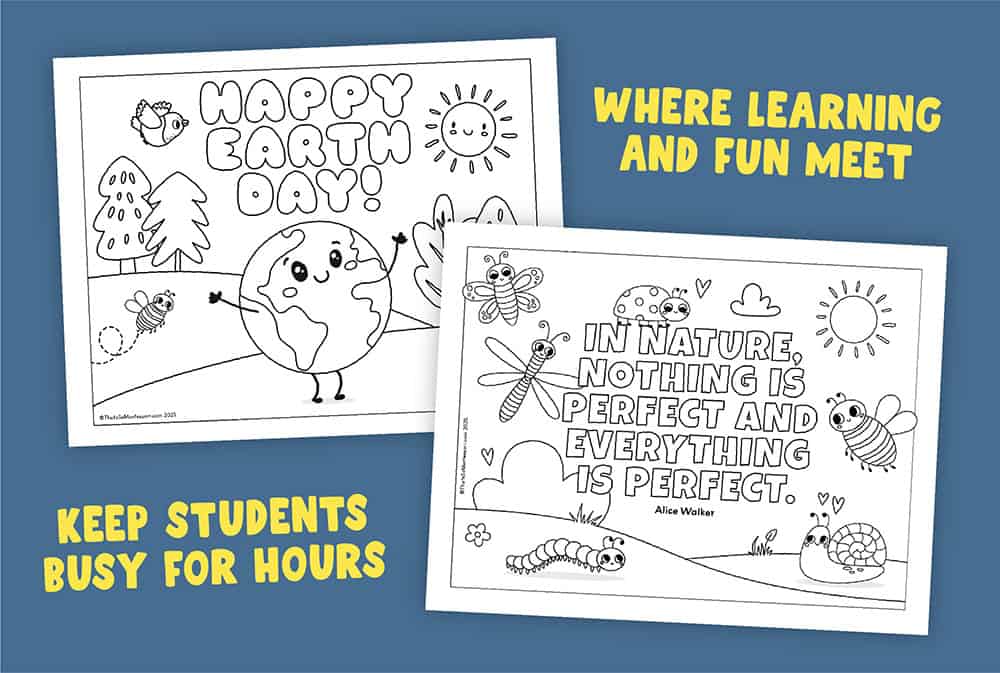 A promo for our new product showing 2 of our 5 earth day coloring pages.