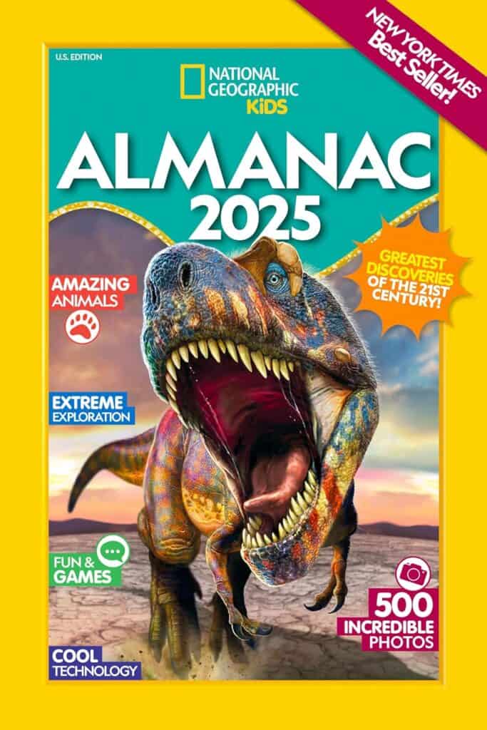The cover of a National Geographic almanac for kids. It's the best graduation gift for elementary.