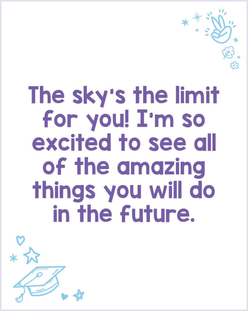 Excited about the future style congratulations message.