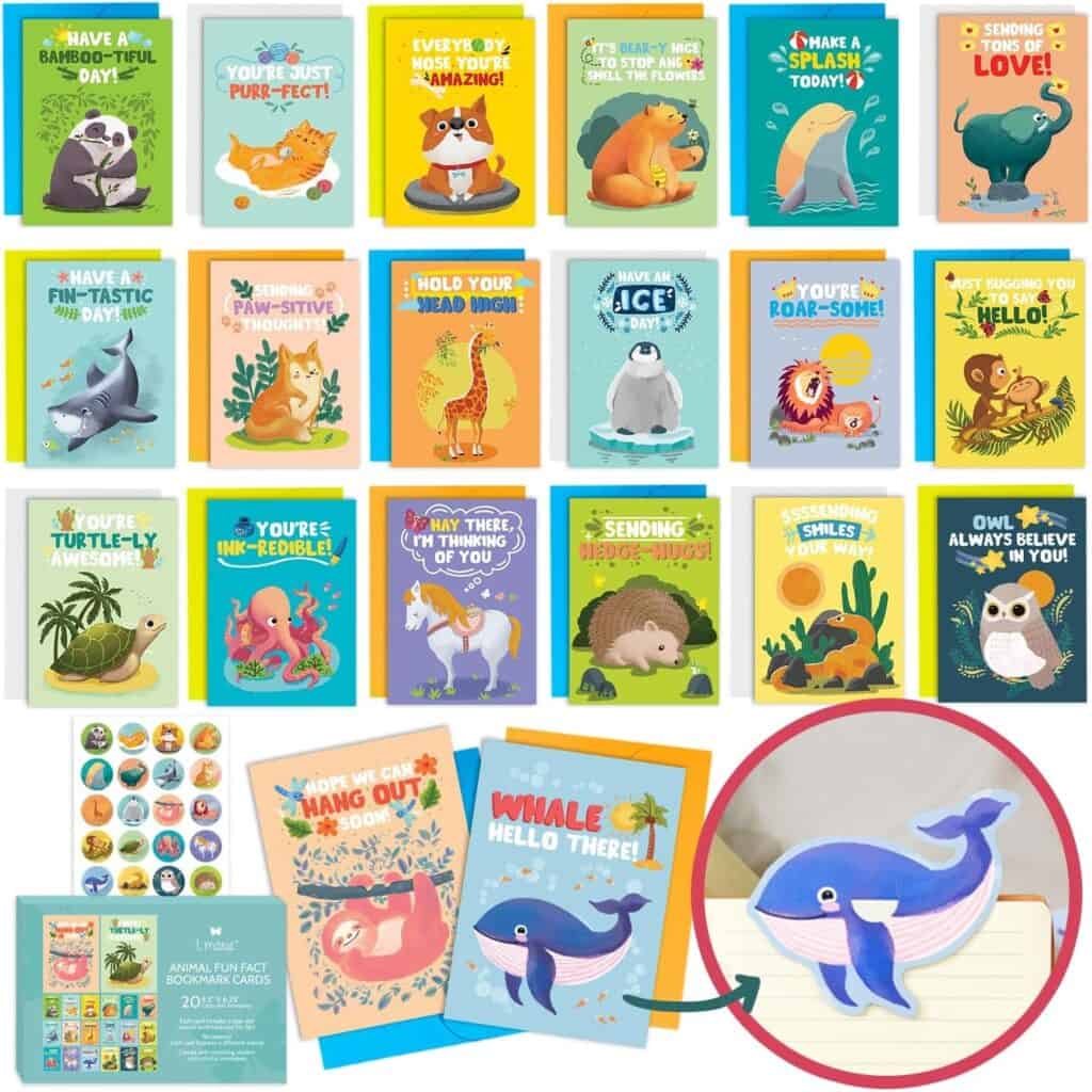 Unique and fun elementary graduation gifts for students celebrating their big milestone. An image of a selection of fun greeting cards for kids to send to people they care about.