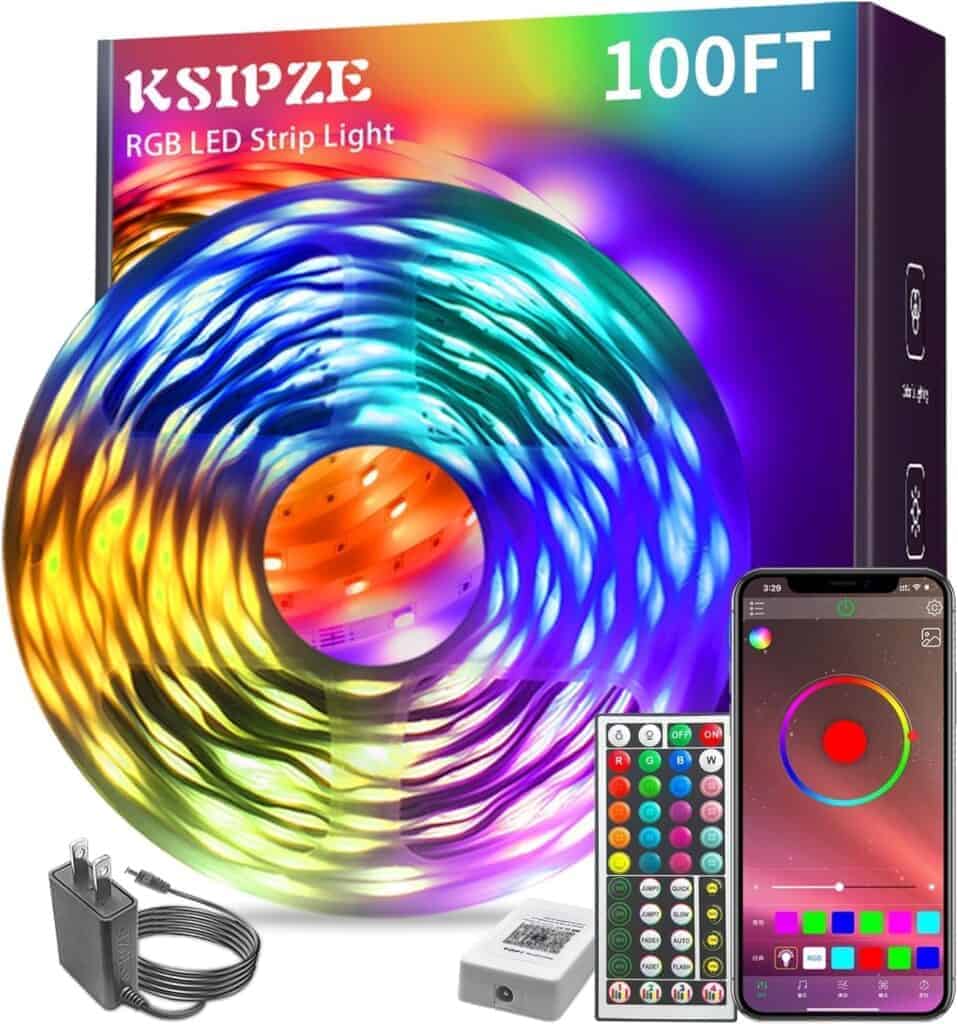 An image of colorful LED strip lights.