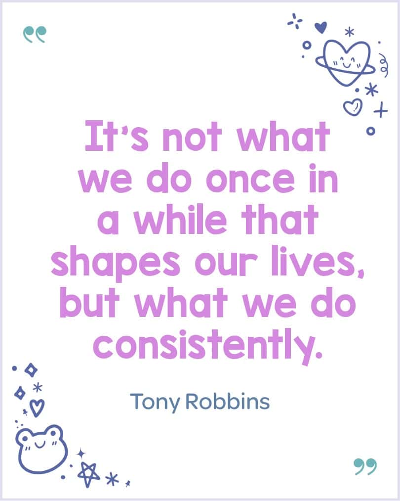 Inspiring Tony Robbins message reminding children that small consistent efforts add up.