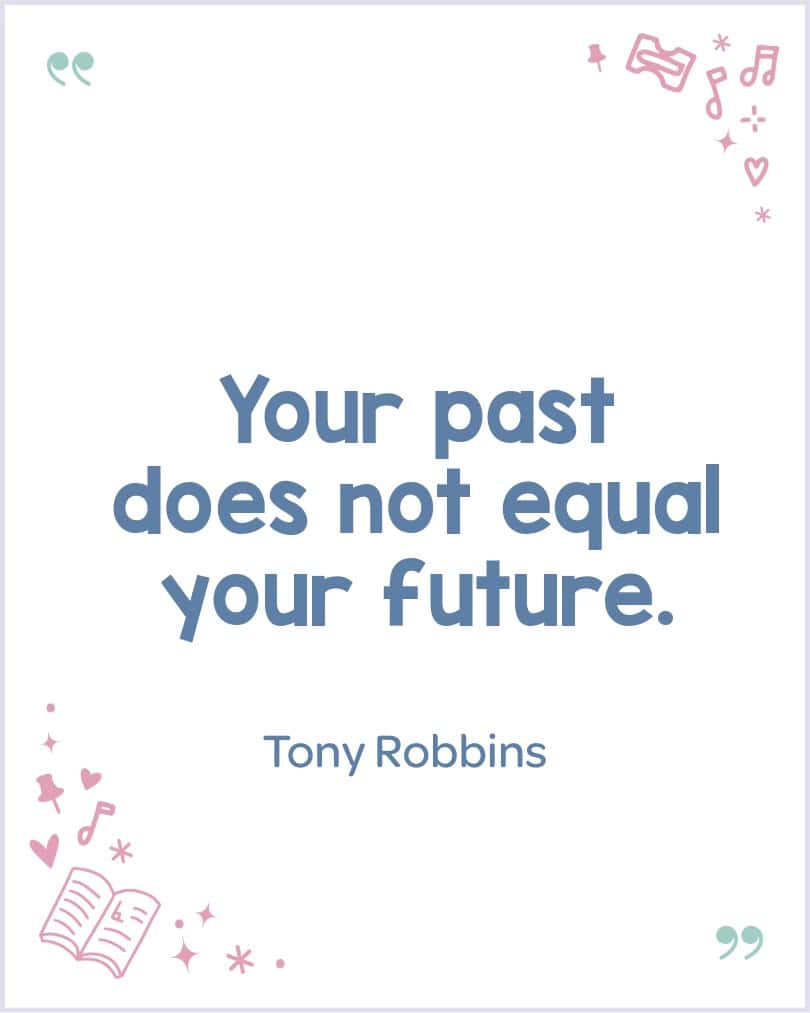 Kid-friendly Tony Robbins quote promoting resilience and determination.
