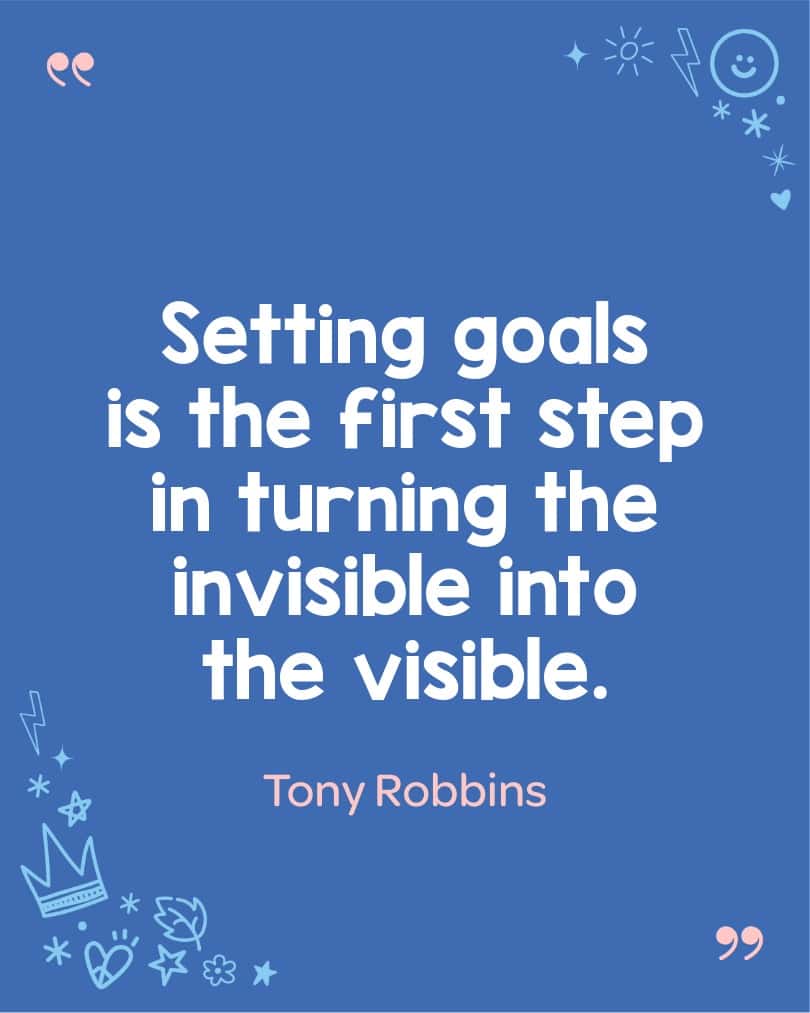 Empowering Tony Robbins message for children about taking action and setting goals.