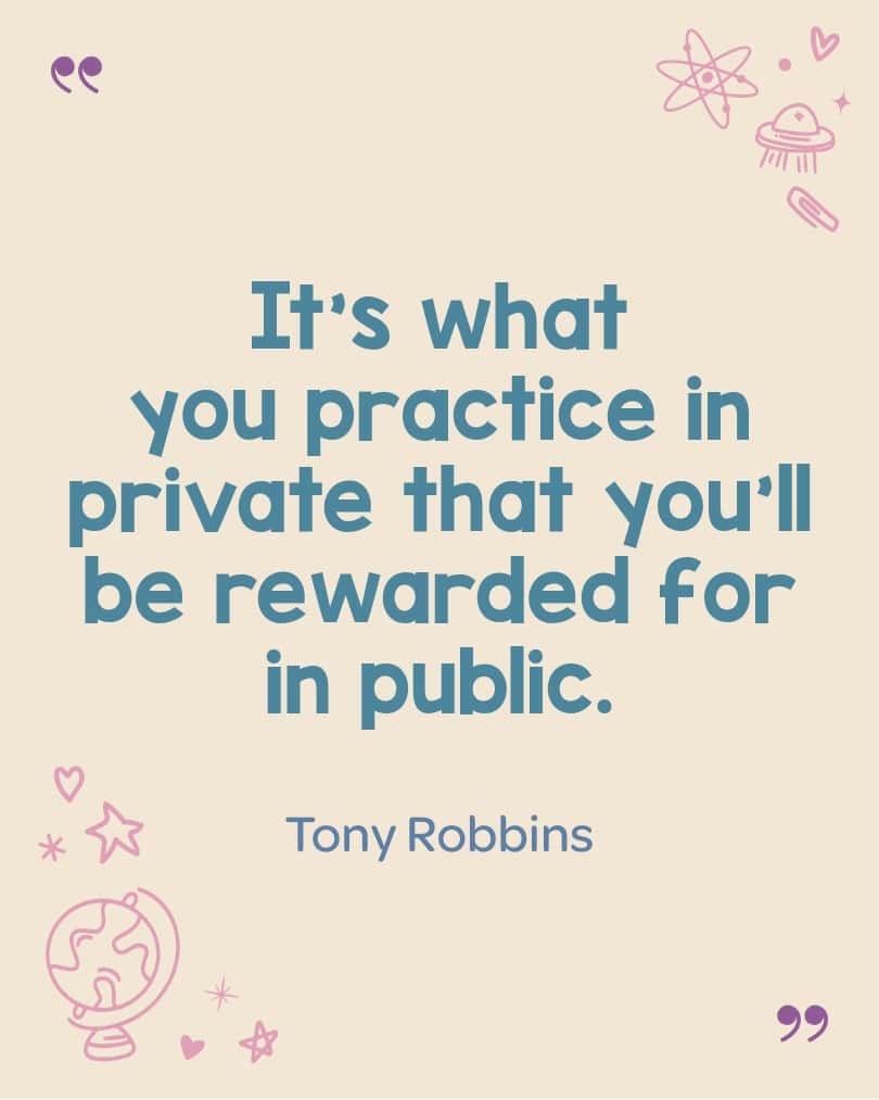 Tony Robbins quote for children about building confidence and self-worth.