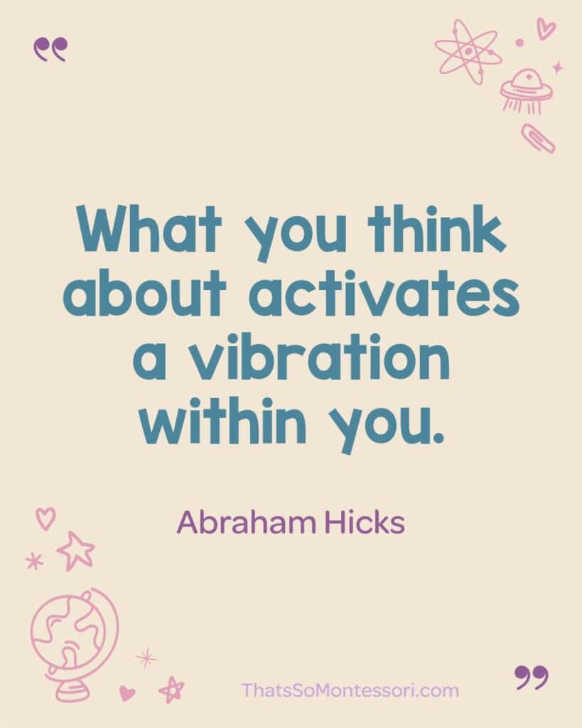 Colorful classroom wall art featuring Abraham Hicks quotes to inspire mindfulness and self-awareness in students.