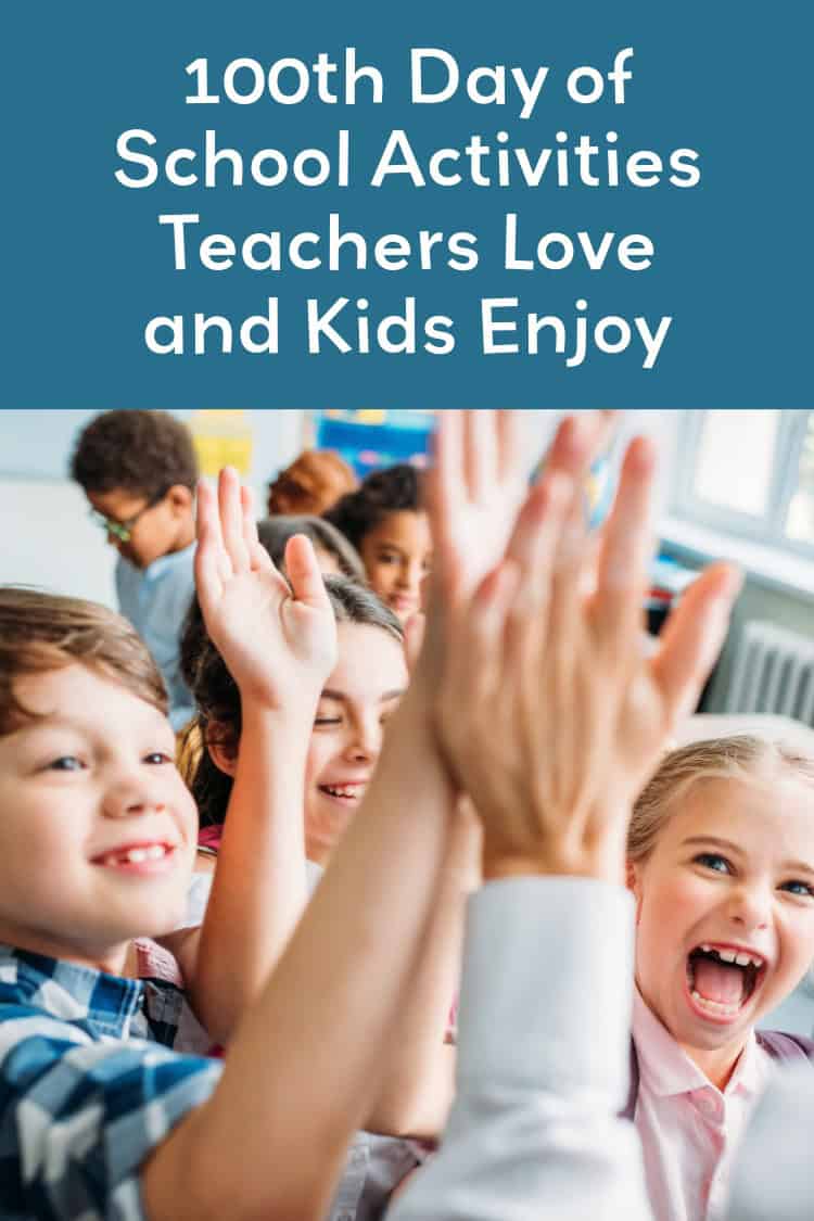 A pin for Pinterest to promote this article about 100th day of school activities.