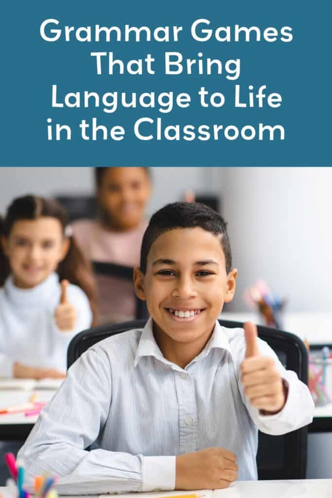 A Pinterest advert for this blog about grammar games.